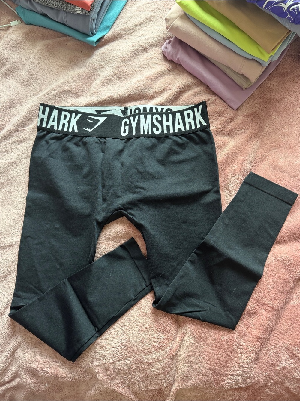 Gymshark Kids Black Logo Elastic Waist Leggings